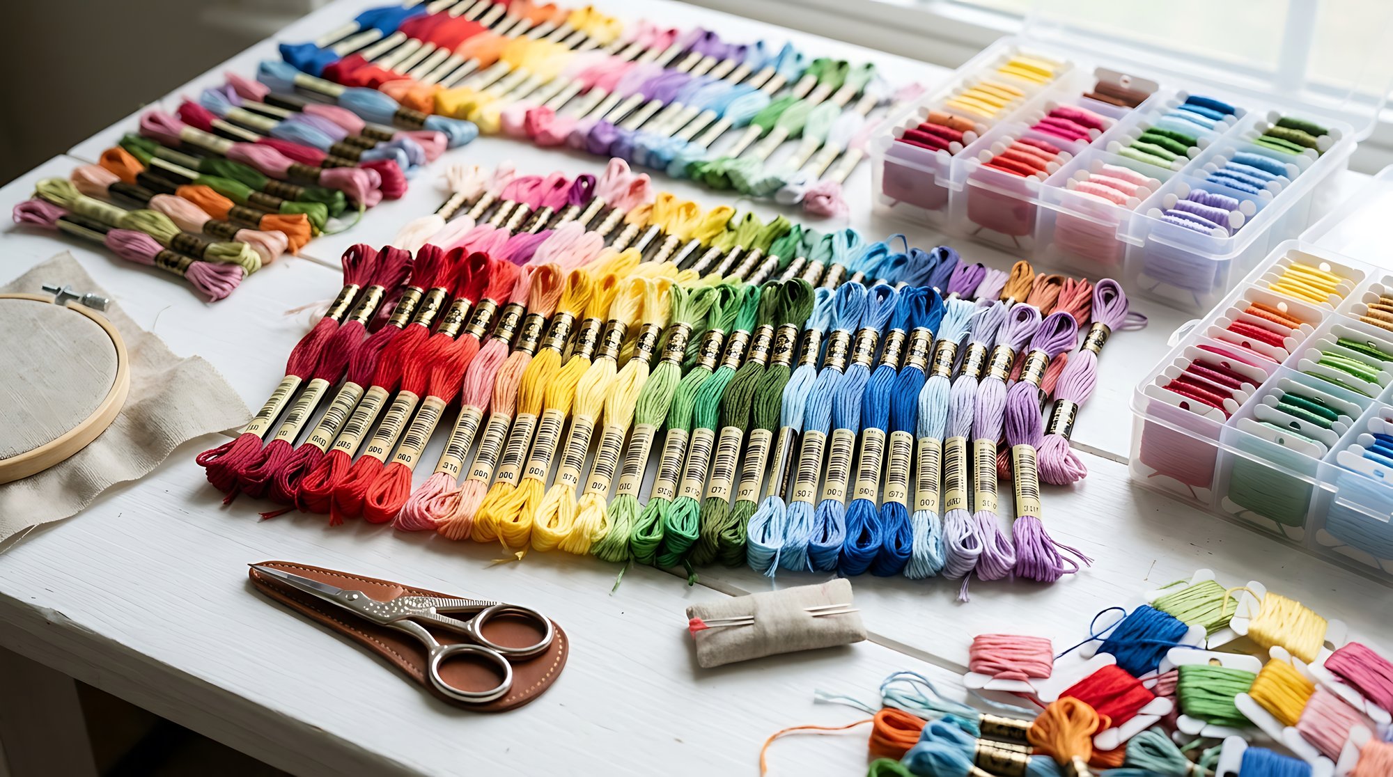 Materiały edukacyjne: igły, nici, próbki